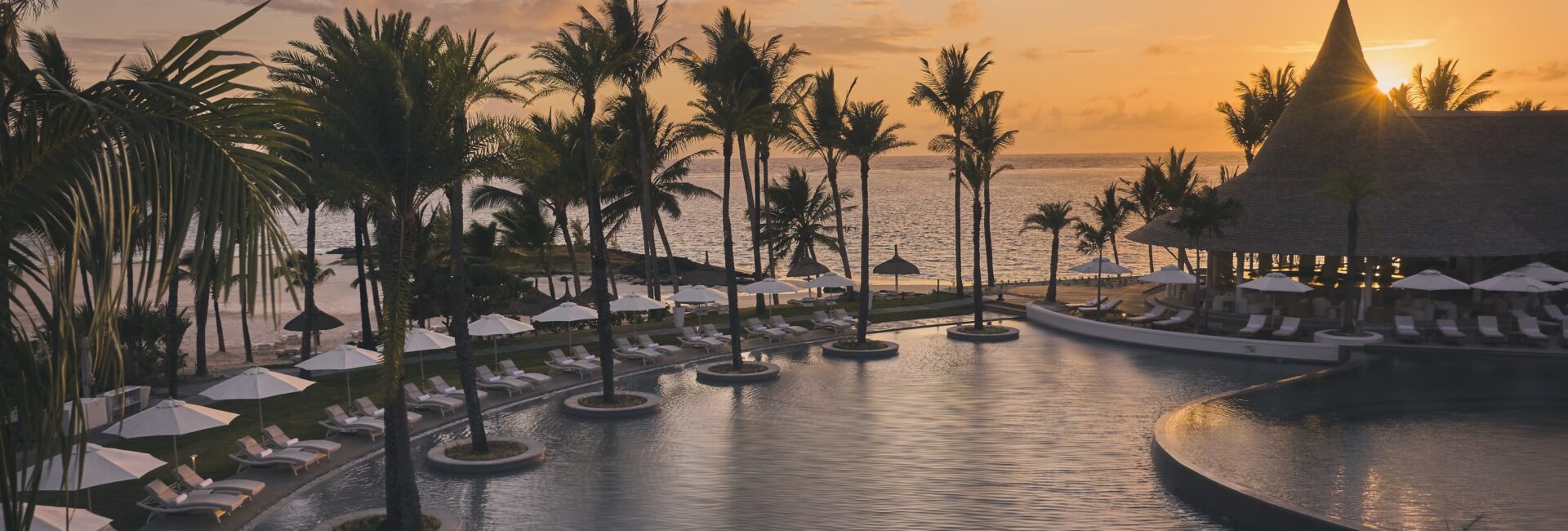 LUX Belle Mare// Sunrise Pool view